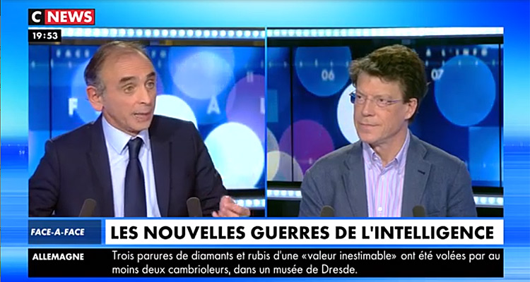 Face à l'info : le débat Eric Zemmour / Laurent Alexandre place CNews au sommet, Christine Kelly en baisse face à BFMTV
