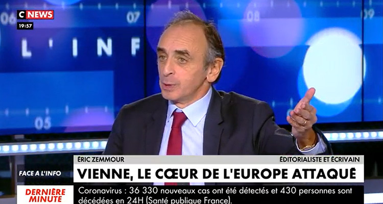 Face à l'info : Eric Zemmour dépassé par Bourdin, CNews comblée en audience
