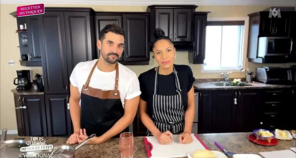 Florent Mothe et Zaho invités de Tous en cuisine avec Cyril Lignac sur M6.