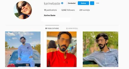Capture du compte Instagram piraté de Karine Baste