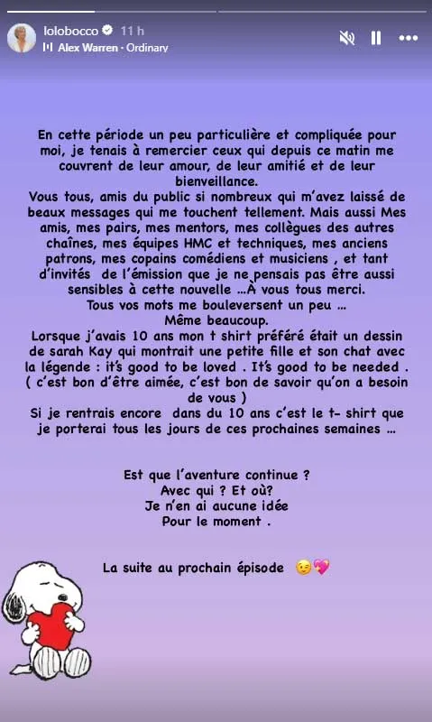 La story de Laurence Boccolini suite à son éviction des Enfants de la télé. La story de Laurence Boccolini suite à son éviction des Enfants de la télé.