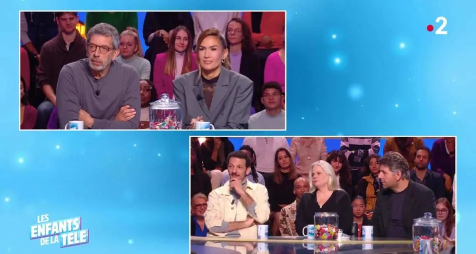 Vincent Dedienne, Isabelle Nanty, Philippe Lellouche, Michel Cymes et Vitaa invités de Laurence Boccolini dans Les enfants de la télé sur France 2.