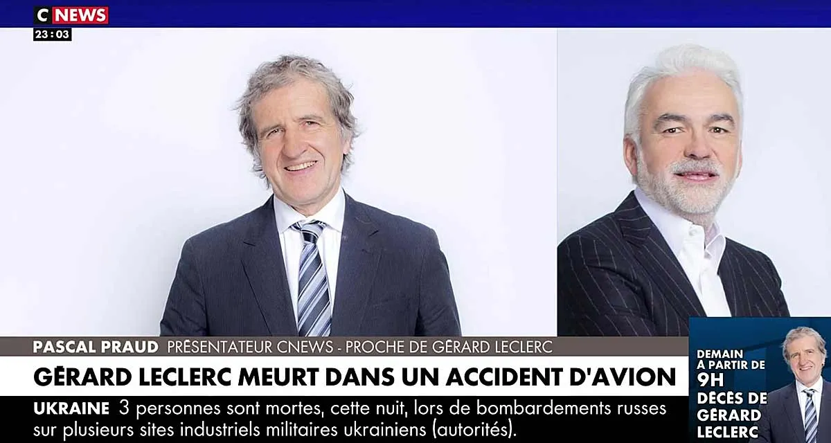 Mort de Gérard Leclerc : « Nous sommes effondrés », Pascal Praud (L’heure des Pros) de retour ce 16 août sur CNews pour lui rendre hommage Mort de Gérard Leclerc : « Nous sommes effondrés », Pascal Praud (L’heure des Pros) de retour ce 16 août sur CNews pour lui rendre hommage