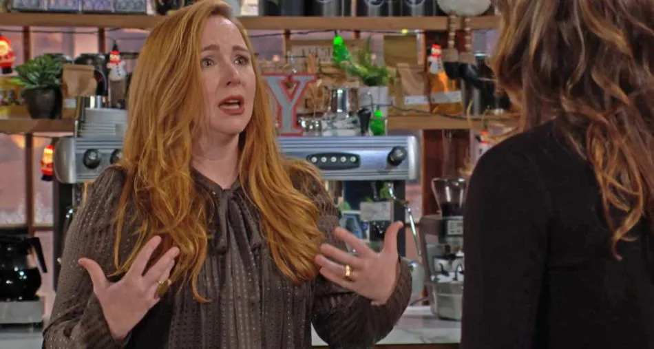 Mariah (Camryn Grimes) panique pendant l’accouchement de Sonia au Néon écarlate dans Les feux de l’amour Mariah (Camryn Grimes) panique pendant l’accouchement de Sonia au Néon écarlate dans Les feux de l’amour