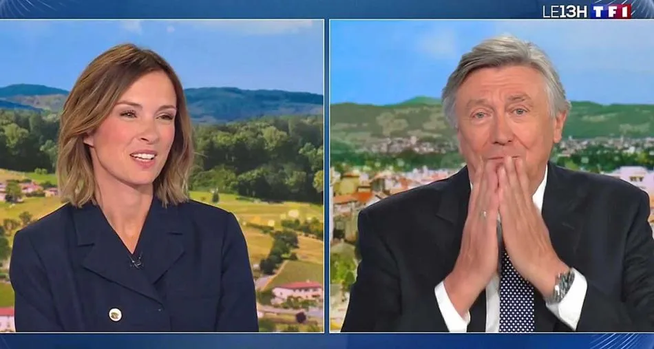 Jacques Legros ne peut retenir ses larmes au moment des adieux au public du 13 heures Jacques Legros ne peut retenir ses larmes au moment des adieux au public du 13 heures