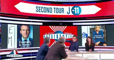 Le Petit Journal plus grand : l'affiche de Le Pen digne d'un « profil Meetic », celle de Macron d'un « candidat de droite », l'audience de Canal+ en hausse