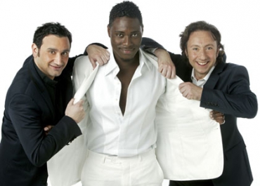 Eurovision 2010 : Jessy Matador avec Stéphane Bern et Cyril Hanouna