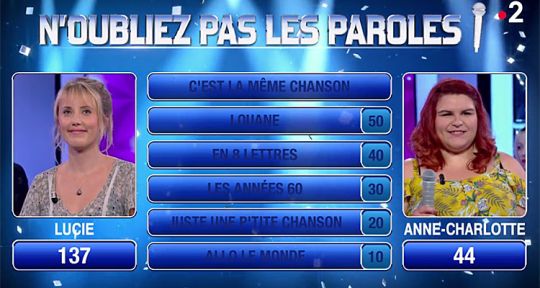 N’oubliez pas les paroles : Anne-Charlotte cède le maestro à Lucie, Nagui battu par TF1