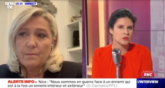 BFMTV : Marine Le Pen renversée, Apolline de Malherbe accusée