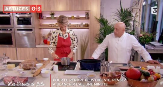 Les carnets de Julie avec Thierry Marx : le magret de canard en croûte de noix, en croûte de pain, et le canard grillé au feu de maïs 