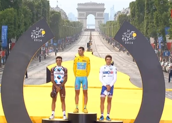 Tour de France 2014 : Vincenzo Nibali, Jean-Christophe Péraud et Thibaut Pinot sur la ligne d’arrivée devant plus de 4 millions de Français 