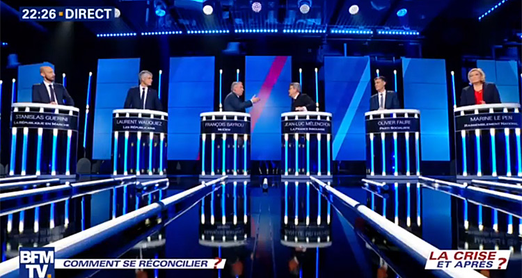 La crise, et après (BFMTV) : quelle audience pour le débat Le Pen / Mélenchon / Bayrou ?