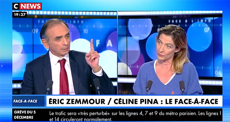 Face à l’info : Eric Zemmour débat avec une femme, quelle audience pour CNews ? 