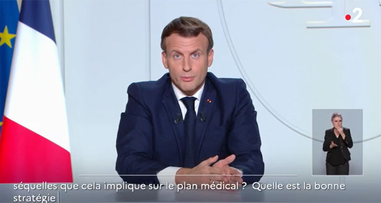 Macron / Audiences TV : 33 millions de Français devant l’annonce du reconfinement sur TF1, F2, C8, TMC...