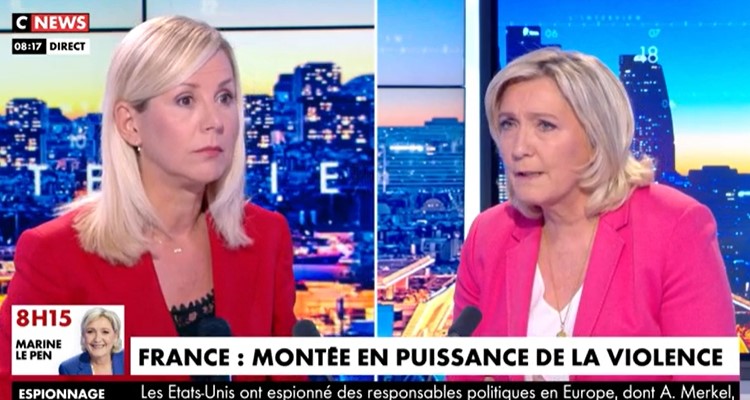 CNews : incident en direct pour Marine Le Pen et Laurence Ferrari