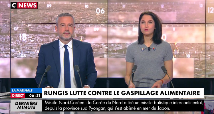 Matinale de CNews : audiences au rendez-vous Romain Desarbres et Clélie Mathias, devant LCI